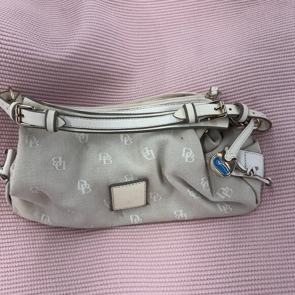 Dooney & Bourke Ivory Leather Shoulder Strap w/ Hanging Charm - Picture 2 of 12
